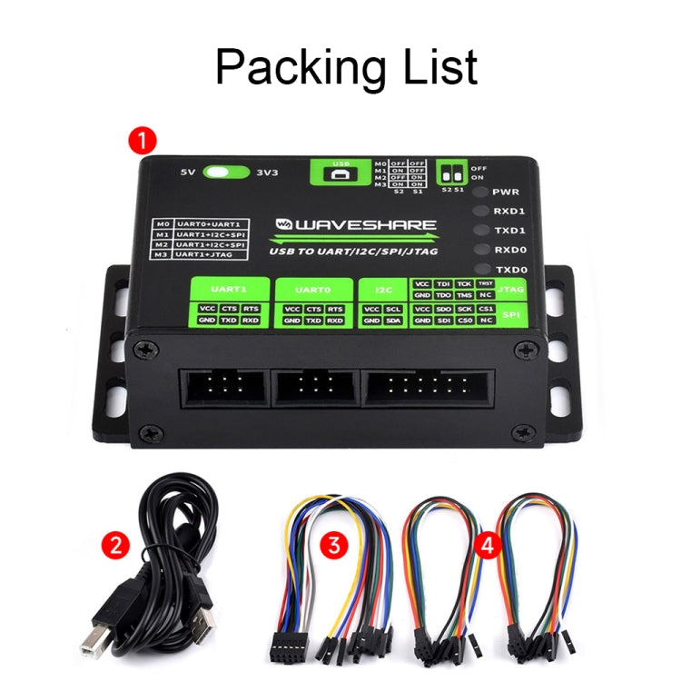 Waveshare 25411 3.3/5V USB To UART/I2C/SPI/JTAG Converter, Supports Multiple Interfaces - Modules Expansions Accessories by Waveshare | Online Shopping UK | buy2fix