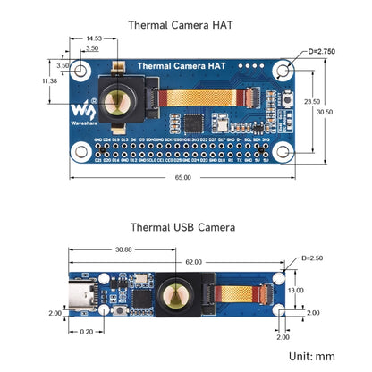 Waveshare Long-Wave IR Thermal Imaging Camera Module, 80×62 Pixels, 45°FOV(Type-C Port) - Module by Waveshare | Online Shopping UK | buy2fix