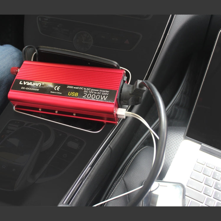 LVYUAN Car Inverter Dual USB Power Converter, Specification: 12V to 220V 2000W UK Plug - In Car by LVYUAN | Online Shopping UK | buy2fix