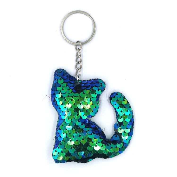 10 PCS PET Sequins Reflective Cat Keychain Bag Car Pendant, Colour: Green 4 - In Car by buy2fix | Online Shopping UK | buy2fix