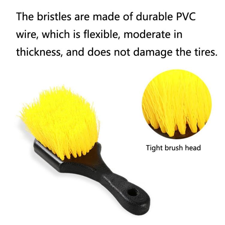 5 PCS Automobile Tires Multifunctional Short-Handled Cleaning Long-Bristle Brush(Yellow) - In Car by buy2fix | Online Shopping UK | buy2fix