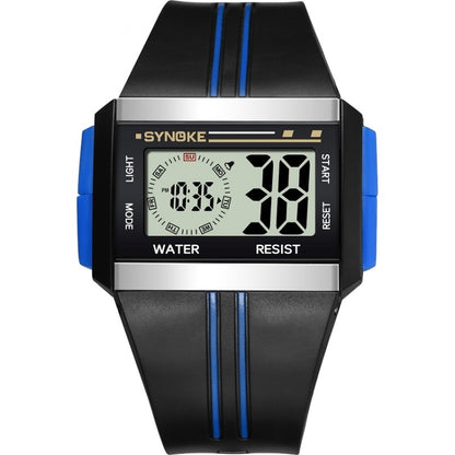 SYNOKE 9222 Men Large Screen Square Multi-Function Waterproof Luminous Electronic Watch(Blue) - LED Digital Watches by SYNOKE | Online Shopping UK | buy2fix