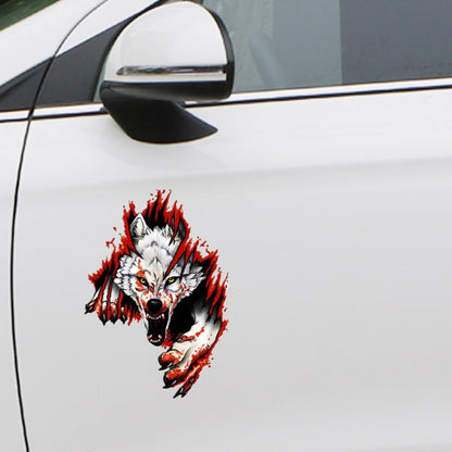 4 PCS 3D Realistic Wolf Head Hood Door Car Body Decoration Stickers Scratches Cover Waterproof Car Stickers(Wolf Head Right) - In Car by buy2fix | Online Shopping UK | buy2fix