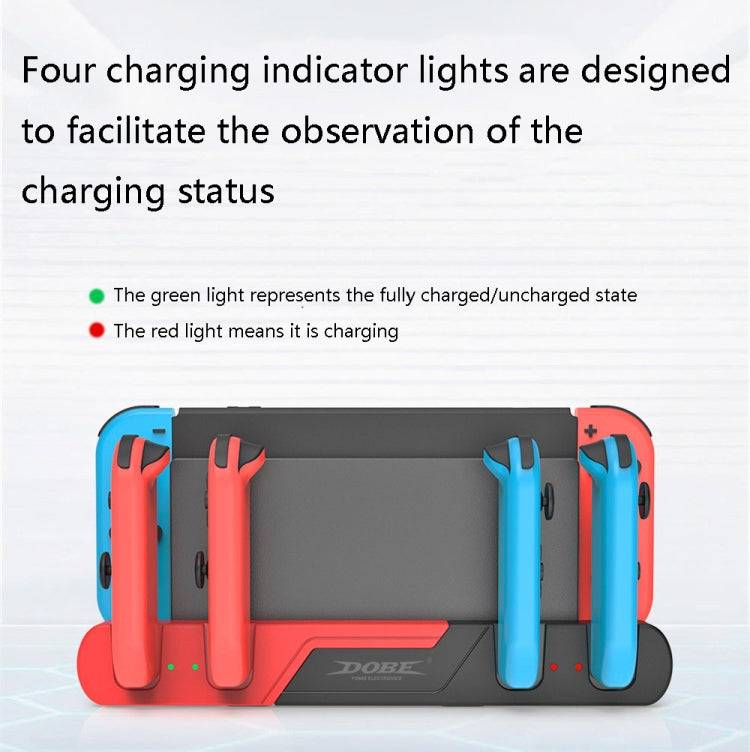 DOBE TNS-0122 4 In 1 Gamepad Charging Dock For Switch OLED(Red Black) - Charger & Power by DOBE | Online Shopping UK | buy2fix