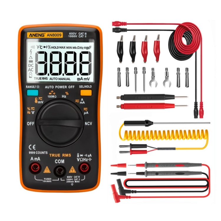 ANENG AN8009 NVC Digital Display Multimeter, Specification: Standard with Cable(Orange) - Consumer Electronics by ANENG | Online Shopping UK | buy2fix