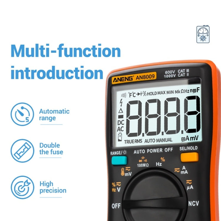 ANENG AN8009 NVC Digital Display Multimeter, Specification: Standard with Cable(Blue) - Consumer Electronics by ANENG | Online Shopping UK | buy2fix