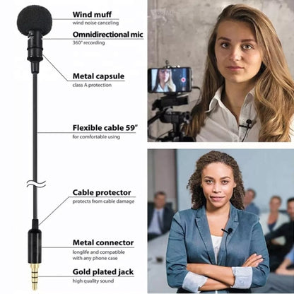 GAM-140 Mobile Phone Recording Collar Microphone(Black) - Consumer Electronics by buy2fix | Online Shopping UK | buy2fix