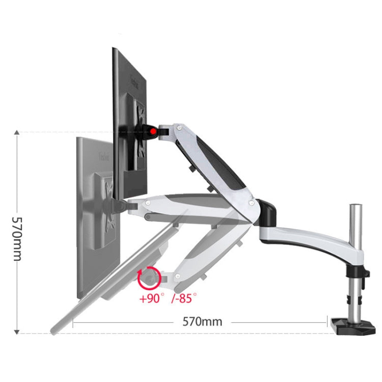 Gibbon Mounts Desktop Lifting Rotating Computer Monitor Stand, Specification Table Clip White GM112C - Computer & Networking by Gibbon Mounts | Online Shopping UK | buy2fix