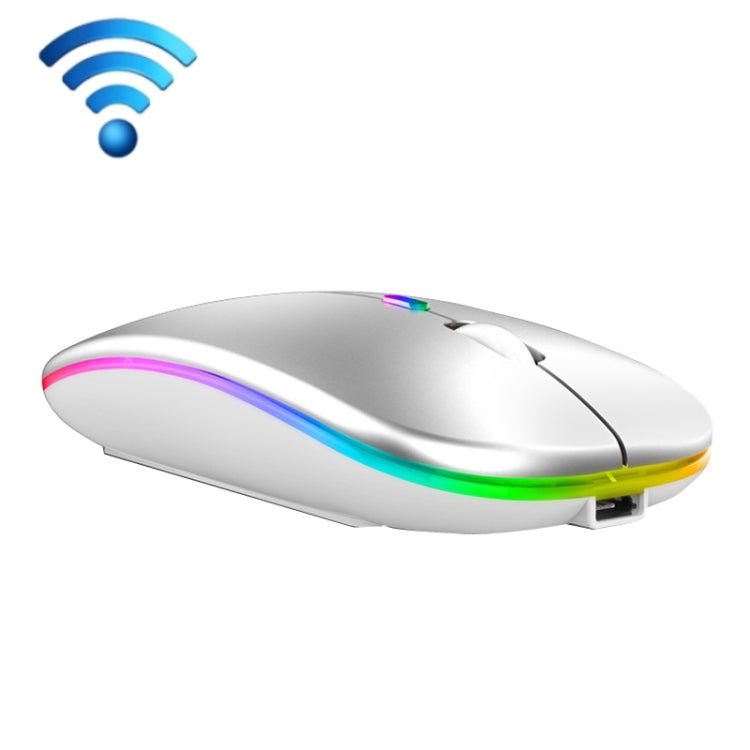 C7002 2400DPI 4 Keys Colorful Luminous Wireless Mouse, Color: Dual-modes Silver - Wireless Mice by buy2fix | Online Shopping UK | buy2fix