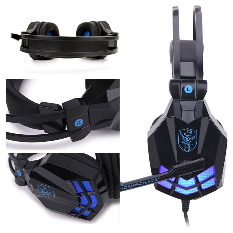 Soyto SY850MV Luminous Gaming Computer Headset For PC (Black Blue) - Multimedia Headset by Soyto | Online Shopping UK | buy2fix