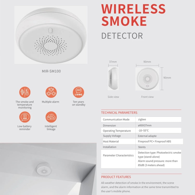 ZB-SMK-1 Smart Wireless Smoke Detector - Security by buy2fix | Online Shopping UK | buy2fix