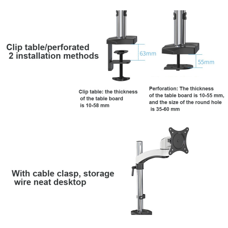Gibbon Mounts FE112 Aluminum Alloy Lifting and Rotating LCD Computer Monitor Bracket( Clip Table) - Computer & Networking by buy2fix | Online Shopping UK | buy2fix