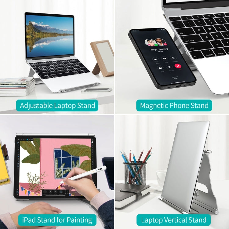 Aluminum Alloy Laptop Bracket Folding Tablet Notebook Cooling Bracket(Silver) - Computer & Networking by buy2fix | Online Shopping UK | buy2fix