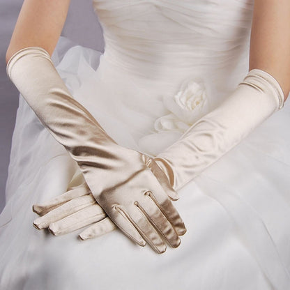 Bride Gloves Satin Long Vintage Travel Sunscreen Dress Wedding Gloves(Champagne) - Outdoor & Sports by buy2fix | Online Shopping UK | buy2fix