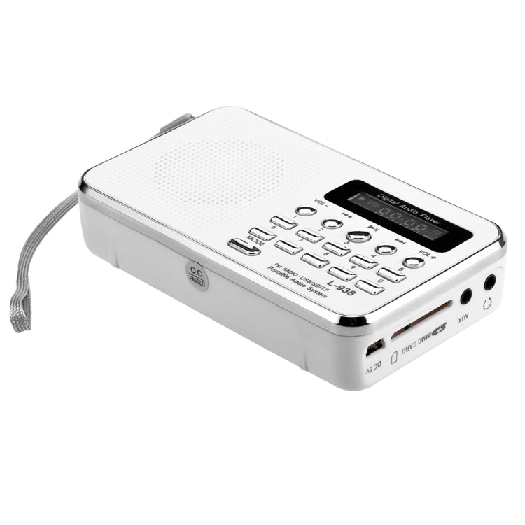 L-938  MP3 Audio Player FM Radio Support  SD MMC Card AUX-IN Earphone-out(White) - Consumer Electronics by buy2fix | Online Shopping UK | buy2fix