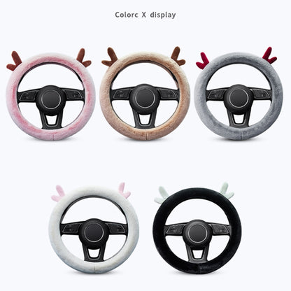 Antler Thick Plush Steering Wheel Cover, Style: D Type (White) - In Car by buy2fix | Online Shopping UK | buy2fix