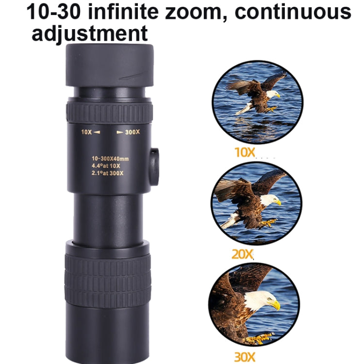 10-300x40 Monocular HD Telescope BAK4 Prism Telescope,Style: With Photo Holder+Tripod - Monocular Binoculars by buy2fix | Online Shopping UK | buy2fix