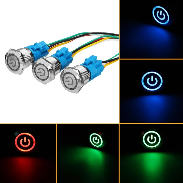 2 PCS 19mm Car Modified Metal Waterproof Button Flat Switch With Light, Color: Reset  Blue Light - In Car by buy2fix | Online Shopping UK | buy2fix