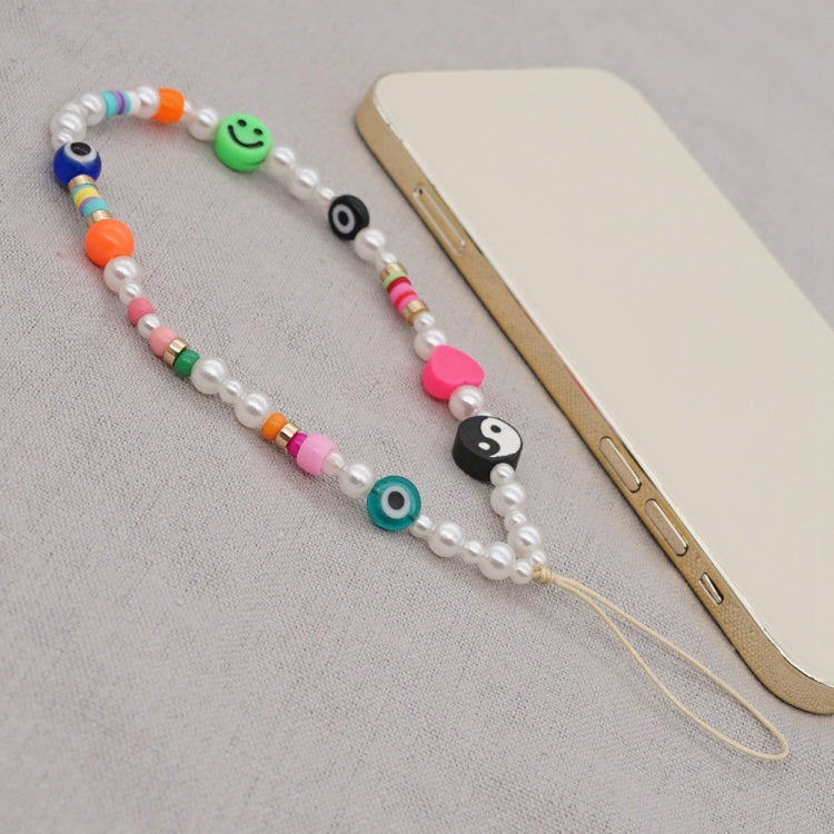 Imitation Pearl Mobile Phone Chain Smiley Beaded Soft Pottery Love Mobile Phone Chain(Qt-k210095b) - Others Accessories by buy2fix | Online Shopping UK | buy2fix