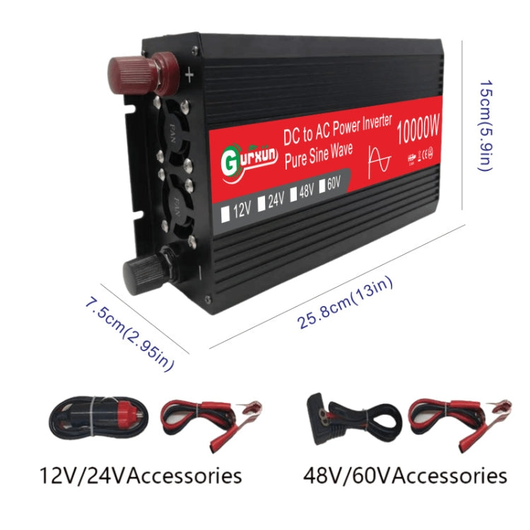 Gurxun HZ1500-10000 Sine Wave 10000W Inverter Power Converter, Specification: 24V To 220V - In Car by Gurxun | Online Shopping UK | buy2fix