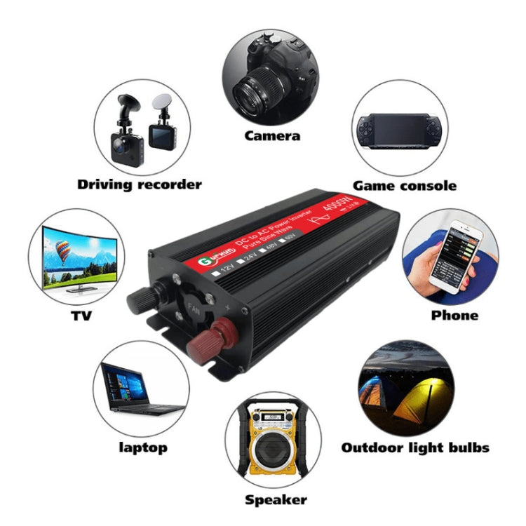 Gurxun 4000W Home Car Power Converter Sine Wave Inverter, Specification: 12V To 220V - In Car by Gurxun | Online Shopping UK | buy2fix