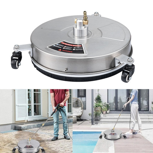 Round Floor Scrubber High Pressure Cleaner, Size: 15 inch Stainless Steel+2 Shots - In Car by buy2fix | Online Shopping UK | buy2fix