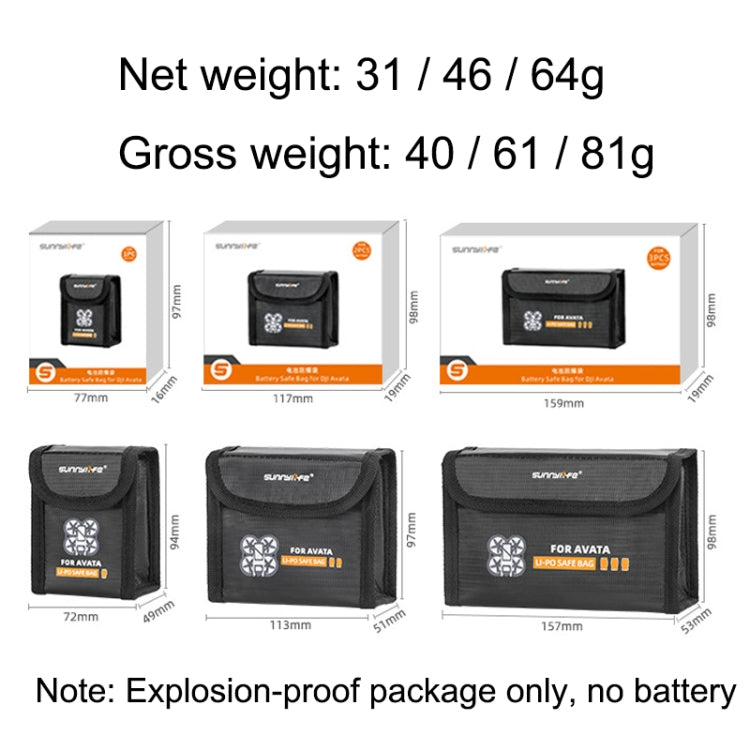 Sunnylife AT-DC477 Put 1 Battery Battery Explosion-proof Bag For DJI Avata - DJI & GoPro Accessories by buy2fix | Online Shopping UK | buy2fix