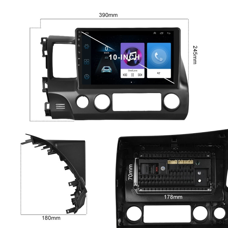 For Honda Civic 10.1 inch Android WiFi Navigation Machine, Style: Standard+12 Light Camera(2+32G) - In Car by buy2fix | Online Shopping UK | buy2fix