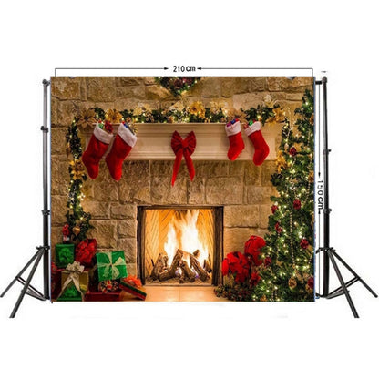 Christmas Layout Fireplace Photography Background Cloth(Yellow) - Camera Accessories by buy2fix | Online Shopping UK | buy2fix