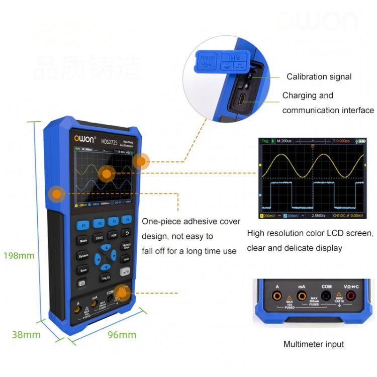 OWON VC101A (3 3/4) Oscilloscope Signal Source Multifunctional All-in-one Multimeter HDS272 With Single Probe (70M Bandwidth) - Consumer Electronics by buy2fix | Online Shopping UK | buy2fix
