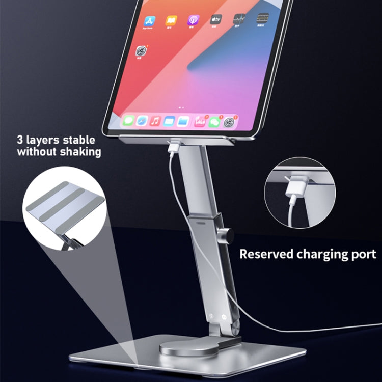 JUNDNE H06 Desktop Folding Phone Stand Portable Telescopic Rotary Tablet Stand(Silver) - Laptop Stand by JUNDNE | Online Shopping UK | buy2fix