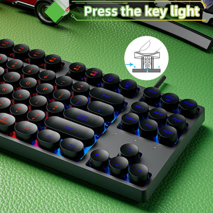 Dark Alien DK100 87 Keys Hot Plug-In Glowing Game Wired Mechanical Keyboard, Cable Length: 1.3m(Black White) - Wired Keyboard by Dark Alien | Online Shopping UK | buy2fix