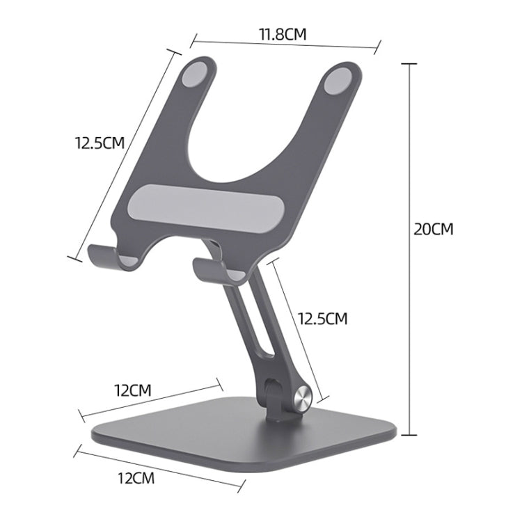 Tablet PC Phone Desktop Stand Lift Folding Aluminum Double Rod Support Frame(Silver) - Desktop Holder by buy2fix | Online Shopping UK | buy2fix