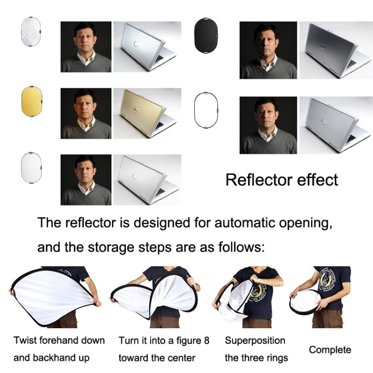 Selens  5 In 1 (Gold / Silver  / White / Black / Soft Light) Folding Reflector Board, Size: 60cm Round -  by Selens | Online Shopping UK | buy2fix