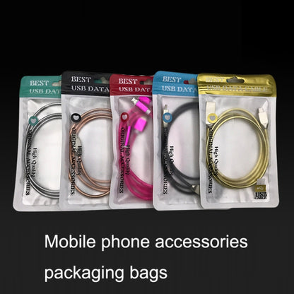 100PCS XC-0014 USB Data Cable Packaging Bags Pearl Light Ziplock Bag, Size: 9x16cm (Black) - Zip Lock Bags by buy2fix | Online Shopping UK | buy2fix