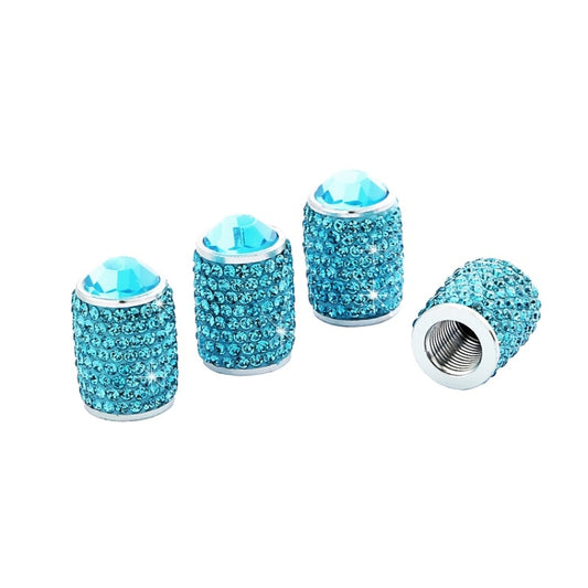 Car Tyre Aluminium Full Diamond Valve Cap With Seal(Lake Blue) - In Car by buy2fix | Online Shopping UK | buy2fix