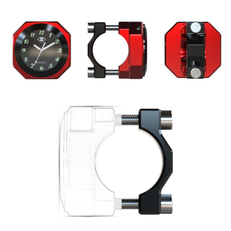 L1 Motorcycles Waterproof Outdoor Clock Temperature Gauge, Color: Clocks Black Red - In Car by buy2fix | Online Shopping UK | buy2fix