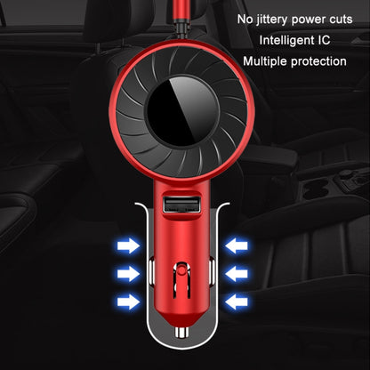 3 In 1 USB Dual Cable Single Pull Retractable Car Charger(Black) - In Car by buy2fix | Online Shopping UK | buy2fix