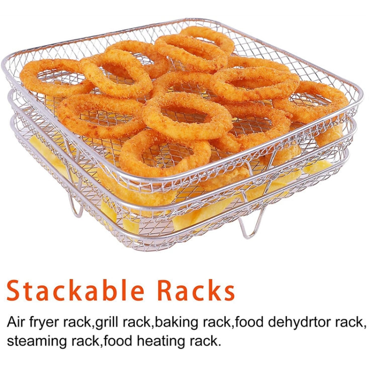 Air Fryer Accessories Three-Layer Steam Rack Stackable Dehydration Rack(Square) - Home & Garden by buy2fix | Online Shopping UK | buy2fix