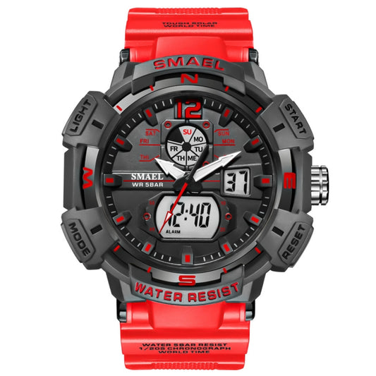 SMAEL 8045 Outdoor Waterproof Time Sports Luminous Dual Display Watch(Red) - Sport Watches by SMAEL | Online Shopping UK | buy2fix