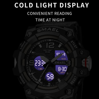 SMAEL 8008 Outdoor Sports Multifunctional Waterproof Luminous Men Watch(Black Blue) - LED Digital Watches by SMAEL | Online Shopping UK | buy2fix