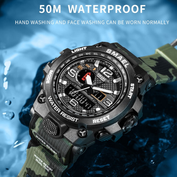 SMAEL 1545D Time Men Anti-falling Night Light Alarm Waterproof Sports Watch(Camouflage Army Green) - Sport Watches by SMAEL | Online Shopping UK | buy2fix