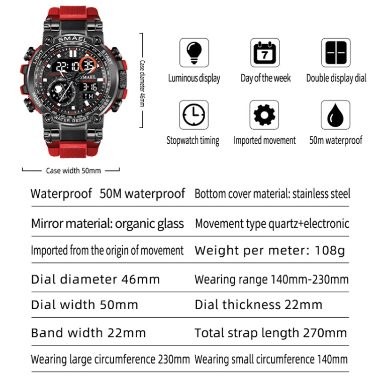 SMAEL 1803B Outdoor Waterproof Multifunctional Alloy Sports Watch(Black Rose Gold) - Sport Watches by SMAEL | Online Shopping UK | buy2fix