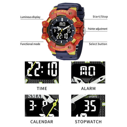 SMAEL 8080 Outdoor Sports Waterproof Multifunctional Glowing Double Dial Watch(Black White) - Sport Watches by SMAEL | Online Shopping UK | buy2fix