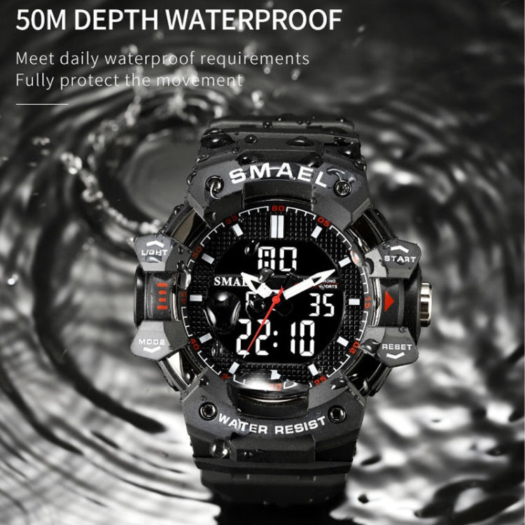 SMAEL 8080 Outdoor Sports Waterproof Multifunctional Glowing Double Dial Watch(Black Orange) - Sport Watches by SMAEL | Online Shopping UK | buy2fix