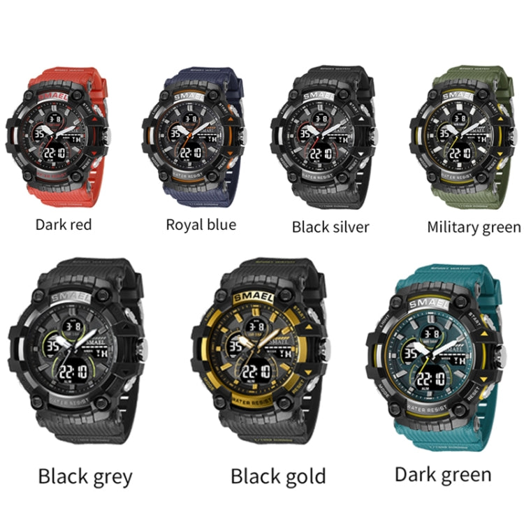 SMAEL 8079 Outdoor Multifunctional Dual Display Dial Waterproof Sports Watch(Black Gold) - Sport Watches by SMAEL | Online Shopping UK | buy2fix