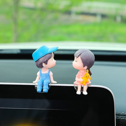 2pcs Car Ornament Ornament Lovely Kissing Couple Doll, Color: Blue - In Car by buy2fix | Online Shopping UK | buy2fix