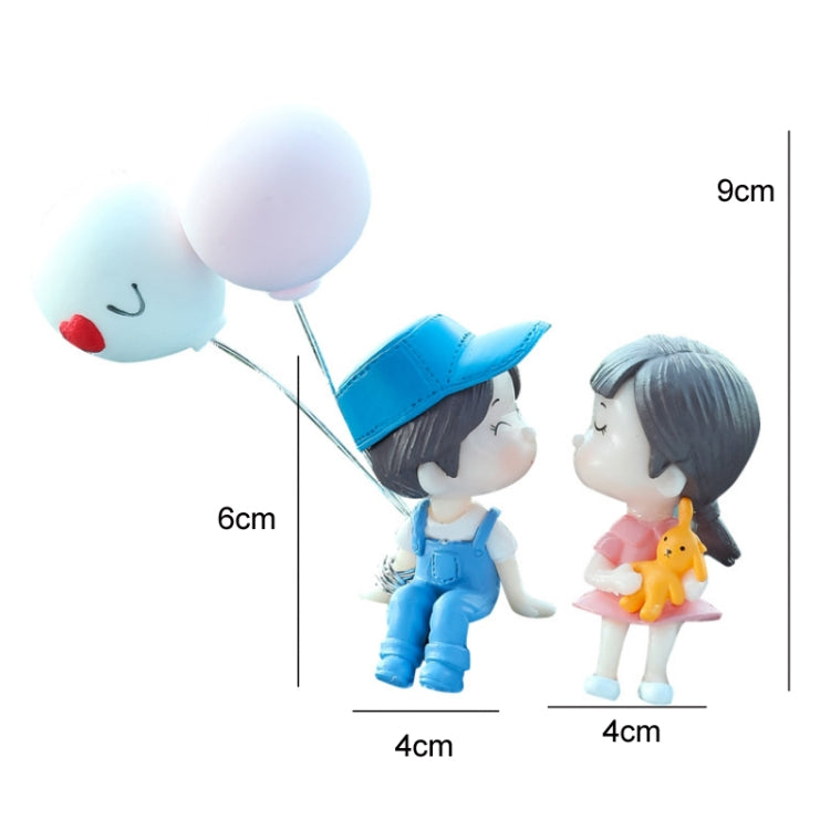 2pcs Car Ornament Ornament Lovely Kissing Couple Doll, Color: Blue+Balloon - In Car by buy2fix | Online Shopping UK | buy2fix