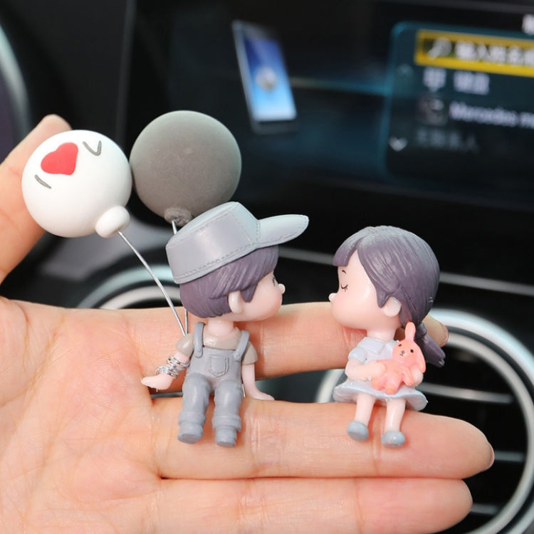 2pcs Car Ornament Ornament Lovely Kissing Couple Doll, Color: Reading+Balloon - In Car by buy2fix | Online Shopping UK | buy2fix