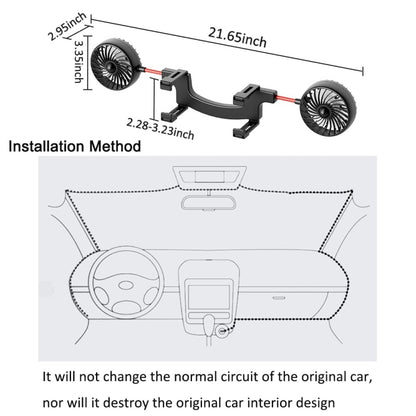 Car Universal Rearview Mirror USB Double Head Electric Fan, Size: 5 inch 12V - Heating & Fans by buy2fix | Online Shopping UK | buy2fix